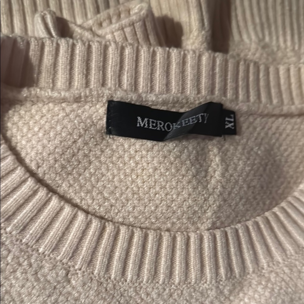 MEROKEETY Cream Sweater